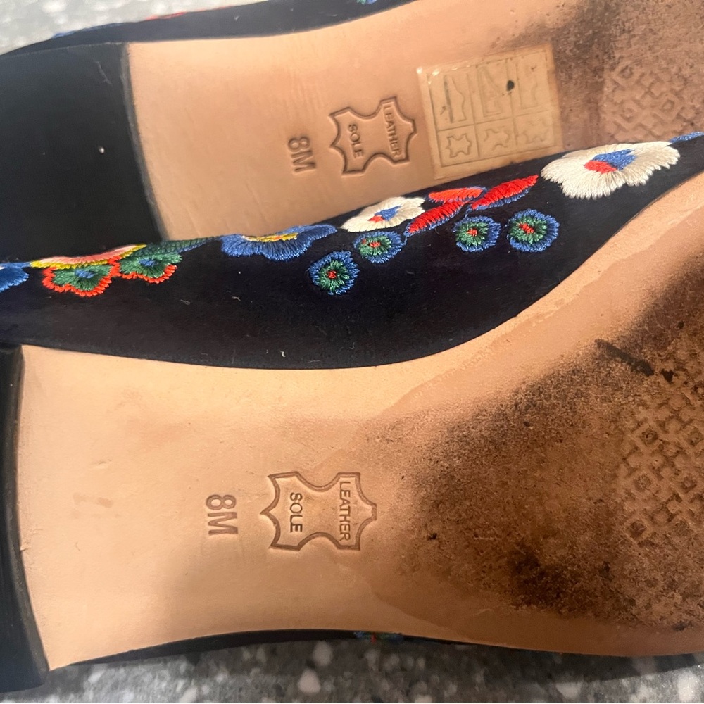 Tory Burch Navy Floral Embroidered Flats - Picture 5 of 6